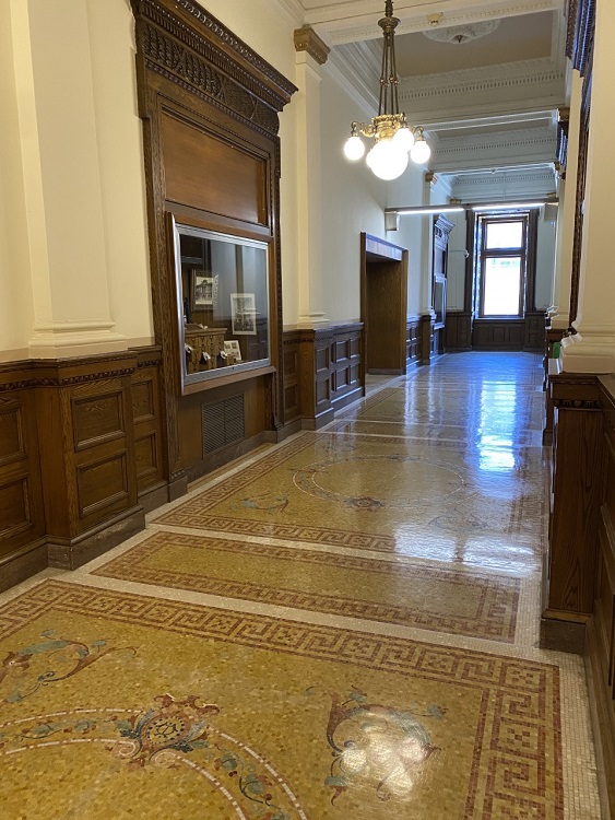 Central Library East hallway display cabinets