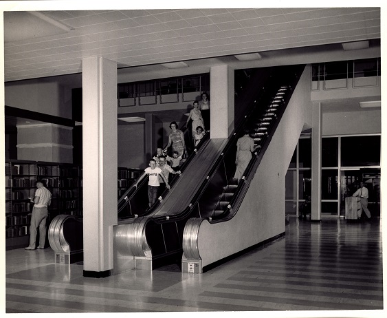 Central Library escalator, 1956